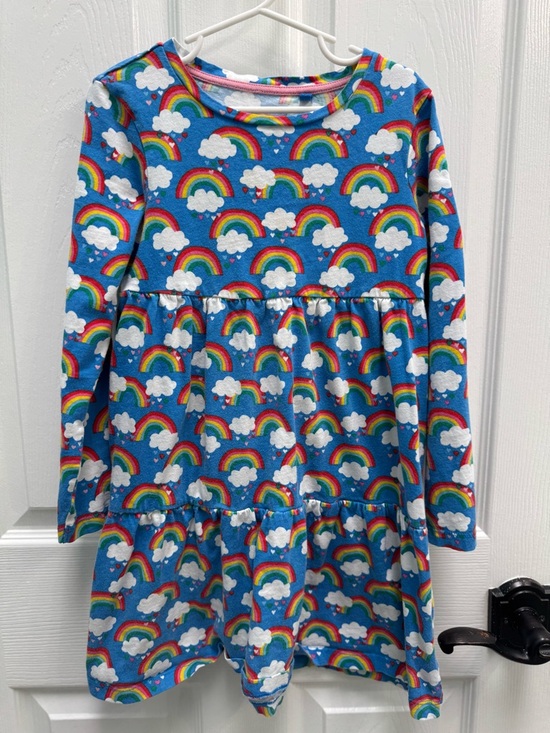 Mini Boden Other - Mini Boden Blue Rainbow Cloud Long-Sleeve Dress
